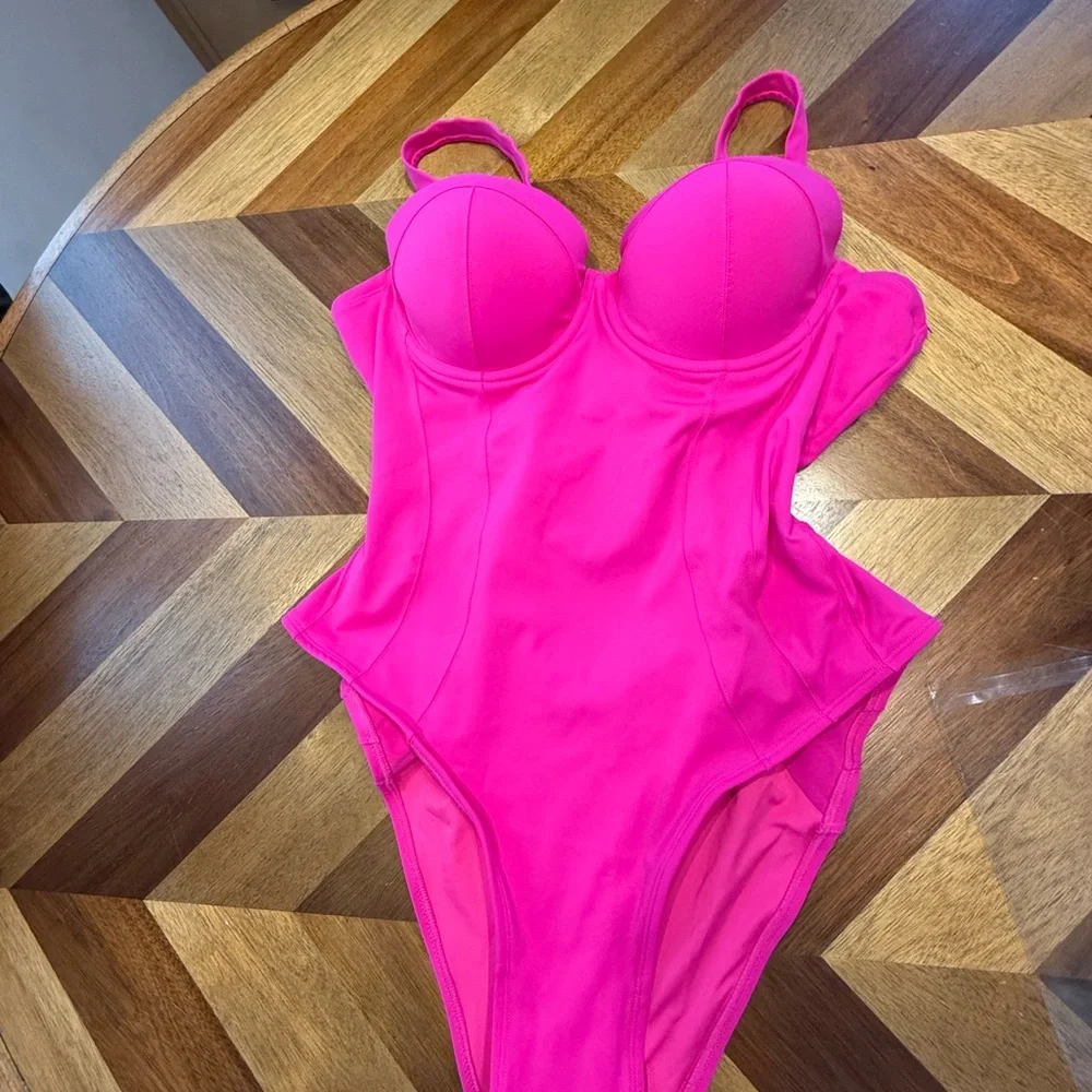 TA3 Brazilian Lifty Shaping Fuchsia Lace-Up One Piece Swimsuit - Picture 5 of 8